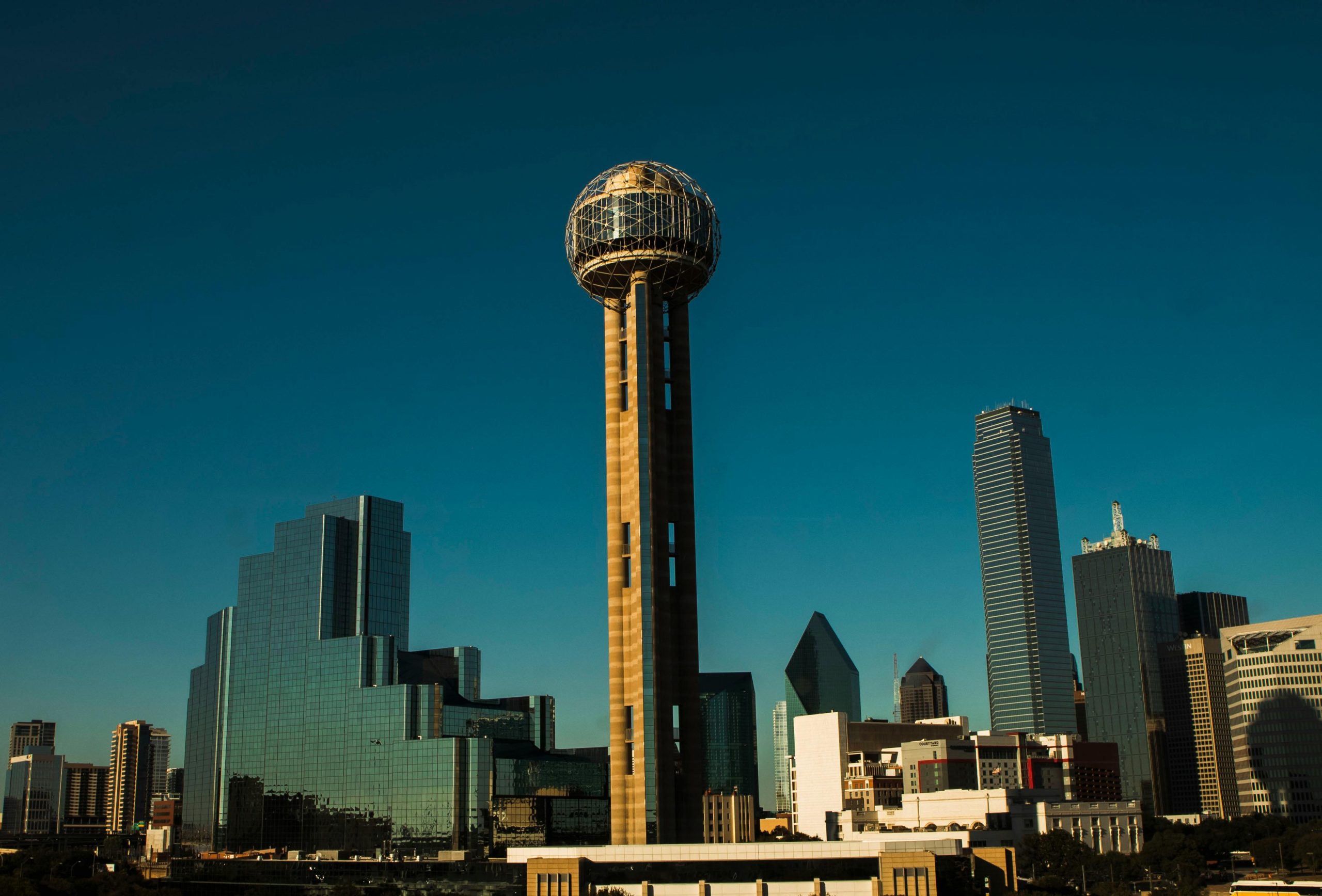 After Your IRS Determination Letter: Filing AP-204 or AP-205 in Texas Iconic Dallas skyline with Reunion Tower under a clear blue sky.